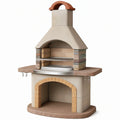 Barbecue de jardin 120 x 70 x 210 cm en pierre beige avec grille style rustique