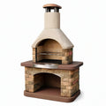 Barbecue de jardin 120 x 75 x 220 cm en pierre beige avec grille en acier style rustique