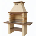 Barbecue extérieur 120 x 70 x 220 cm en pierre beige avec grille en acier style traditionnel