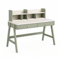 Bureau enfant 120 x 60 x 105 cm en bois vert sauge et blanc avec rangement style scandinave