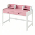 Bureau enfant 100 x 55 x 105 cm rose et blanc en panneaux de bois avec tiroirs et étagères