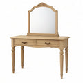 Coiffeuse 100 x 45 cm en bois beige avec miroir style classique