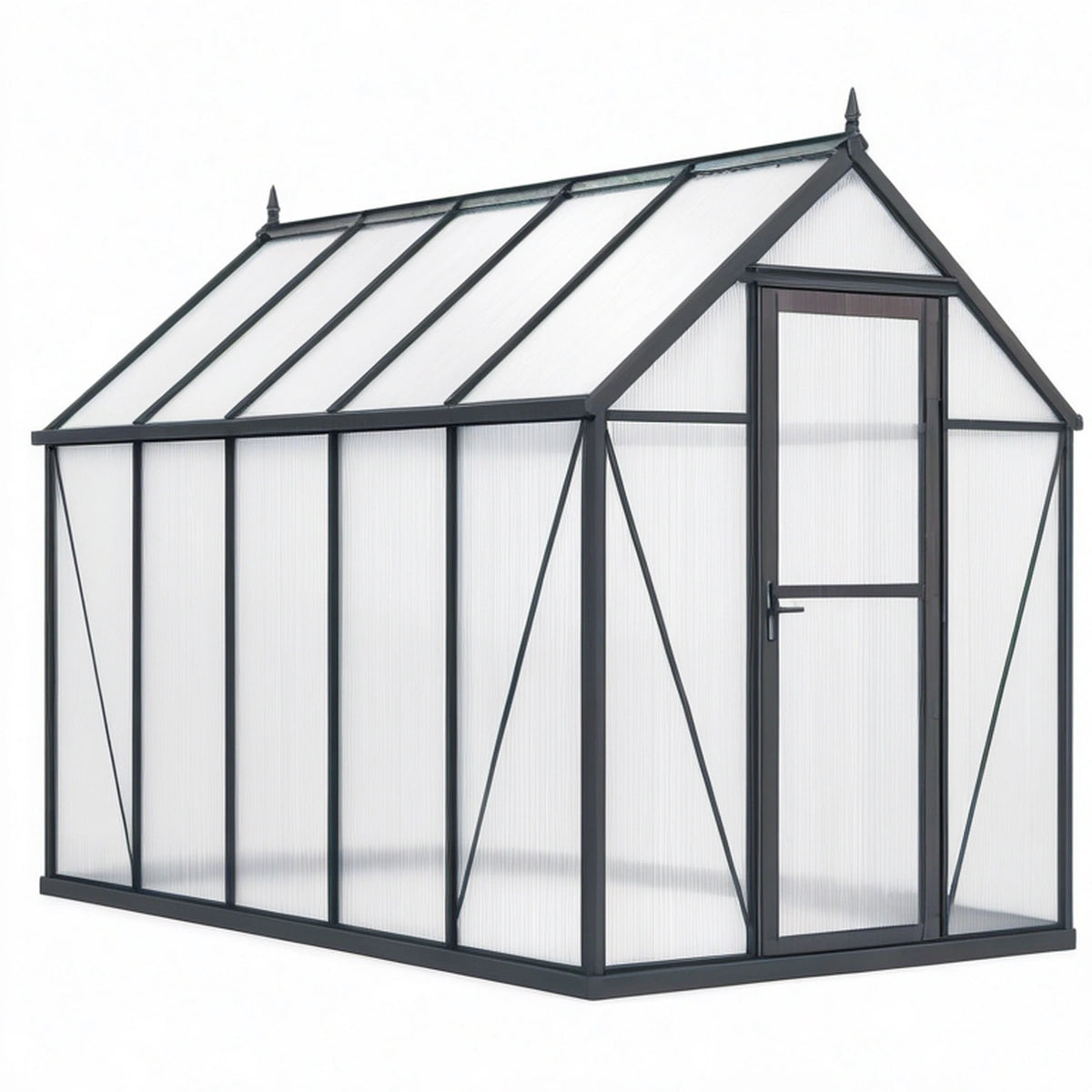 Serre de jardin 244 x 192 x 202 cm aluminium noir polycarbonate toit à pignon