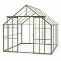 Serre de jardin 240 x 240 x 250 cm en aluminium vert avec panneaux transparents et double porte