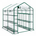 Serre de jardin 143 x 143 x 195 cm en acier et PVC transparent vert avec étagères