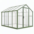 Serre de jardin 190 cm x 190 cm x 195 cm en aluminium vert avec panneaux translucides et porte battante