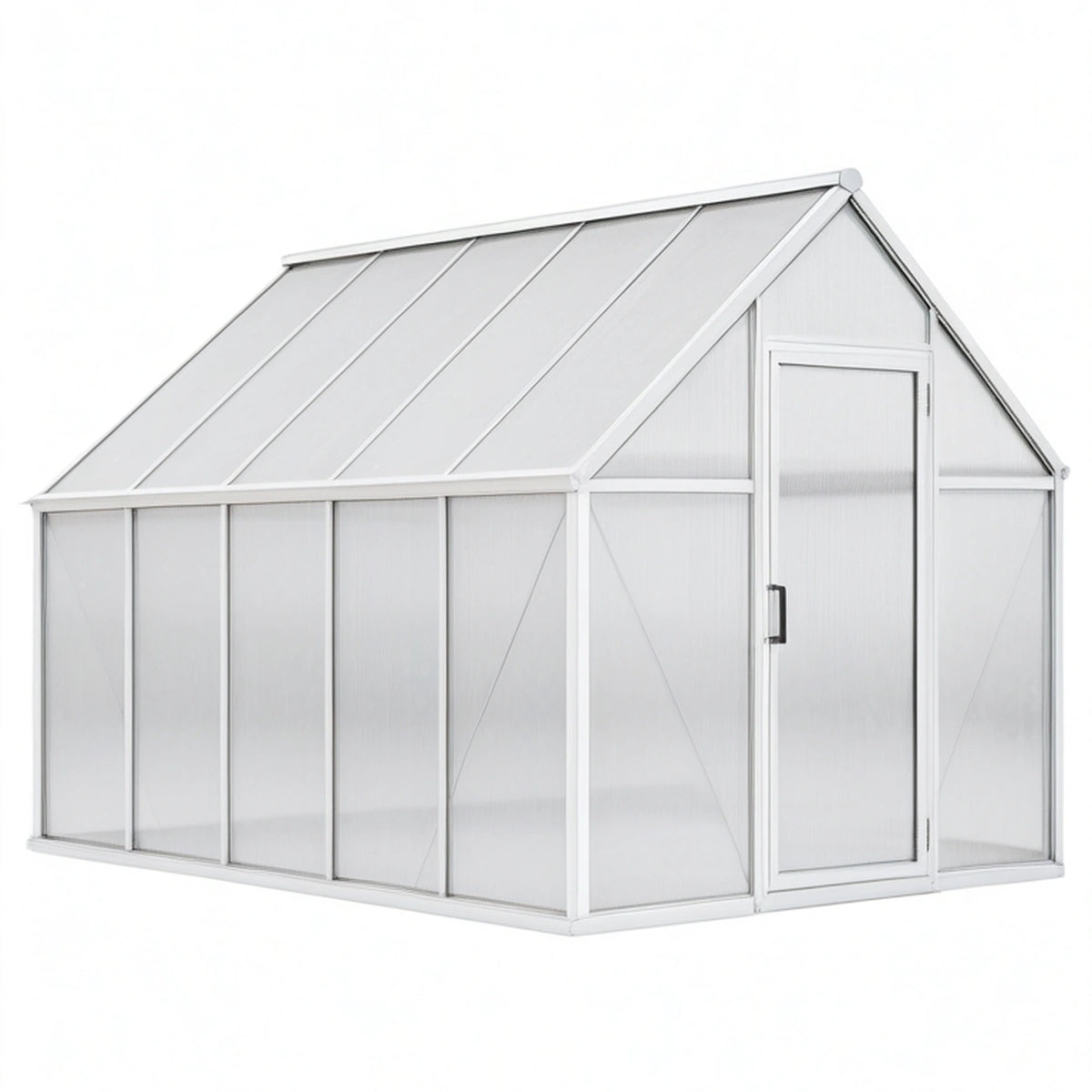 Serre de jardin 190 x 190 x 195 cm en aluminium et polycarbonate translucide - toit incliné