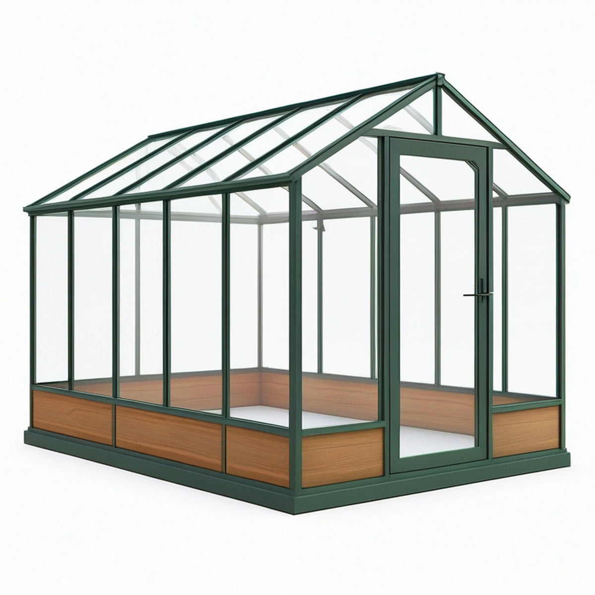 Serre de jardin 300 x 200 x 250 cm en aluminium vert avec panneaux transparents toit à pignon