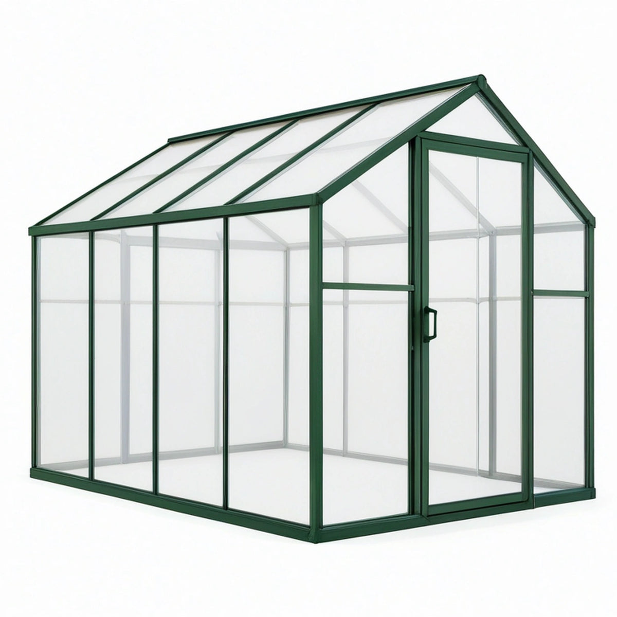 Serre de jardin 240 x 190 x 195 cm en aluminium vert avec panneaux transparents porte battante