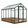 Serre de jardin 300 x 190 x 200 cm en aluminium vert foncé avec panneaux transparents et porte