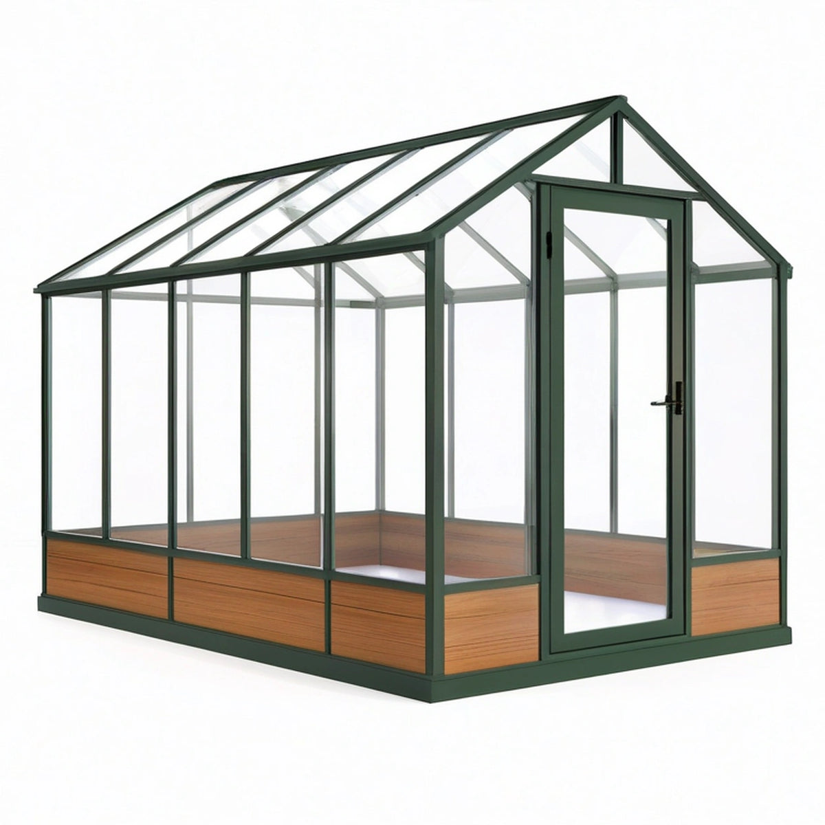 Serre de jardin 300 x 190 x 200 cm en aluminium vert foncé avec panneaux transparents et porte