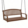 Balancelle de jardin 122 cm en bois marron avec chaînes style classique
