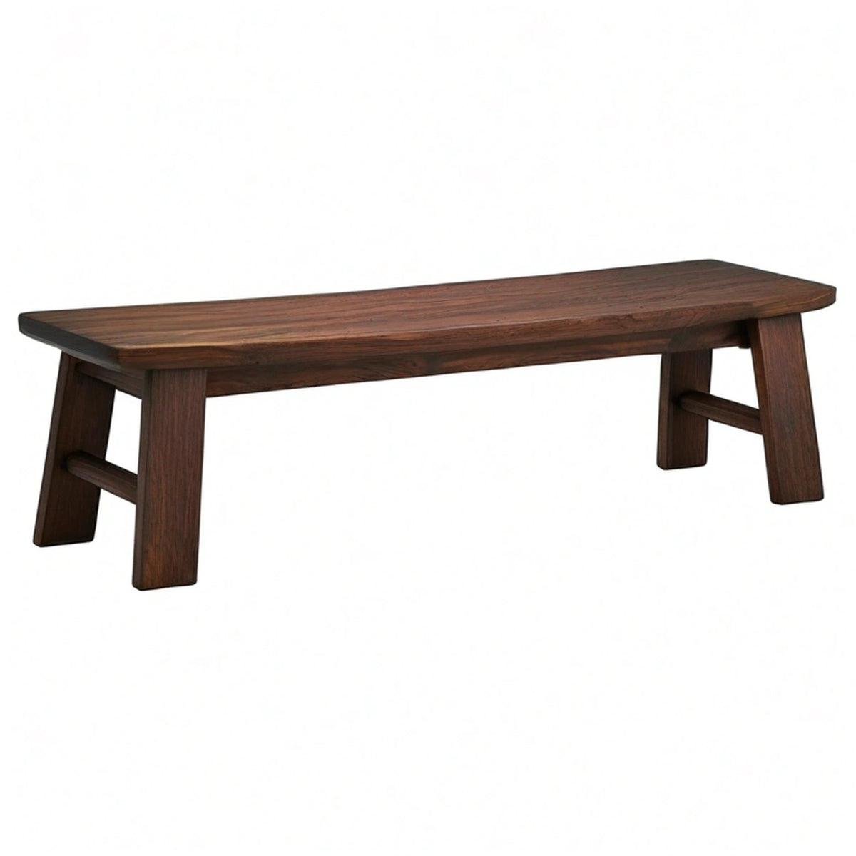 Banc 180 x 40 x 45 cm en bois brun foncé style rustique