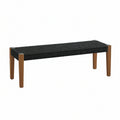Banc 120 x 40 x 45 cm en bois et corde tressée marron/noir style naturel pour entrée et séjour