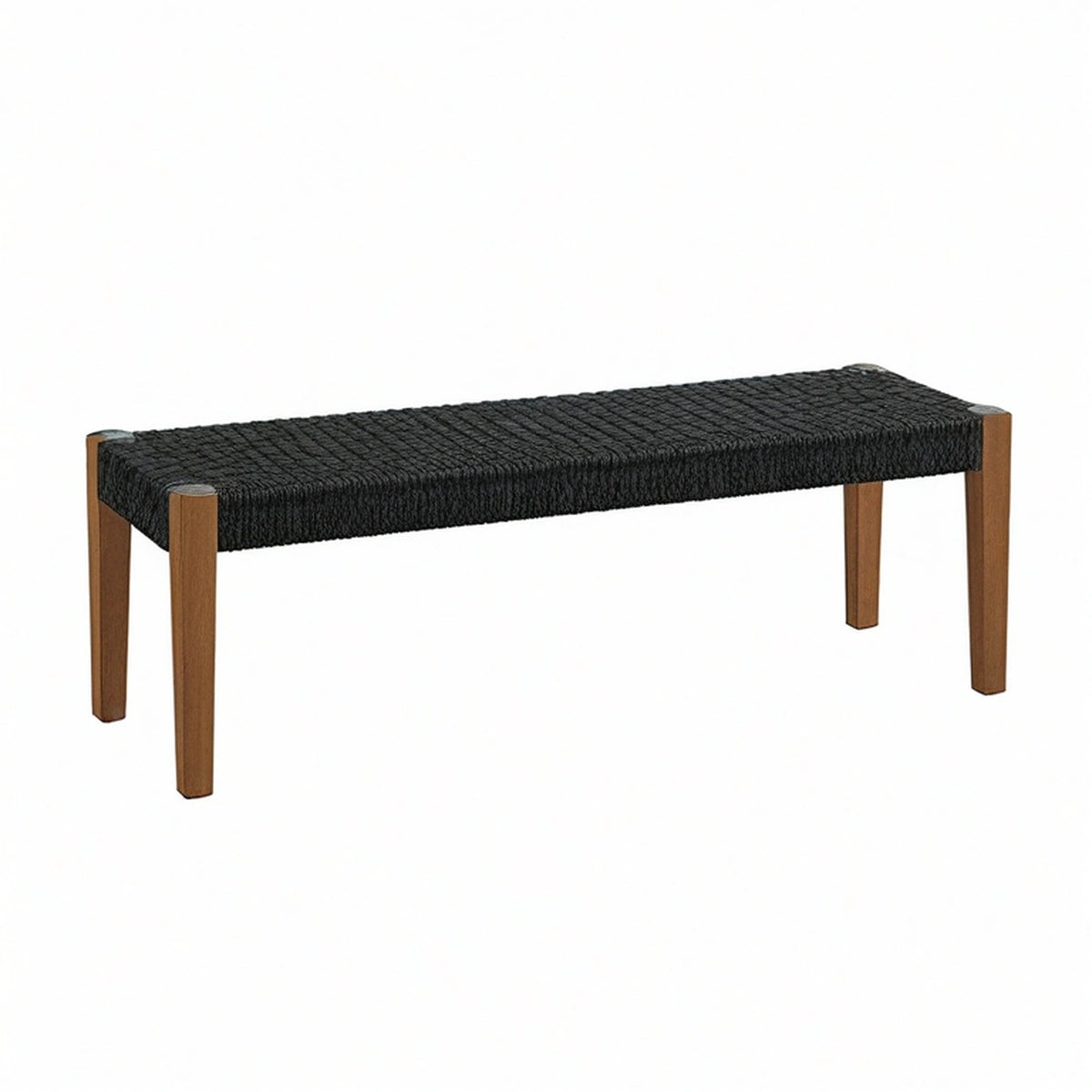 Banc 120 x 40 x 45 cm en bois et corde tressée marron/noir style naturel pour entrée et séjour