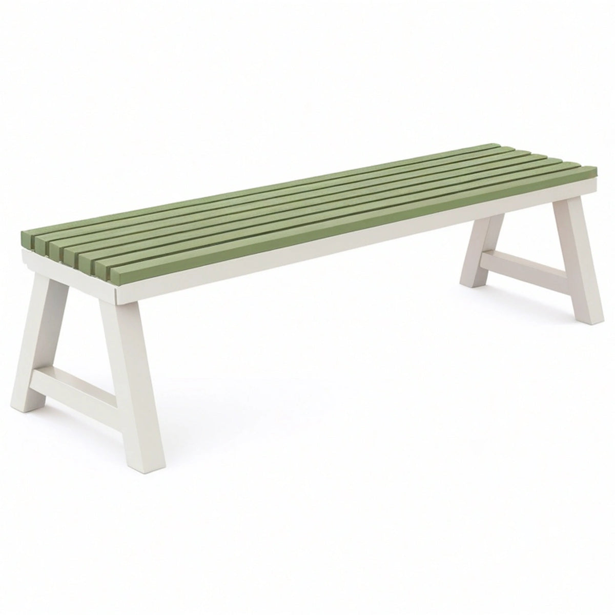 Banc de jardin 180 x 40 x 45 cm en bois vert et blanc à lattes