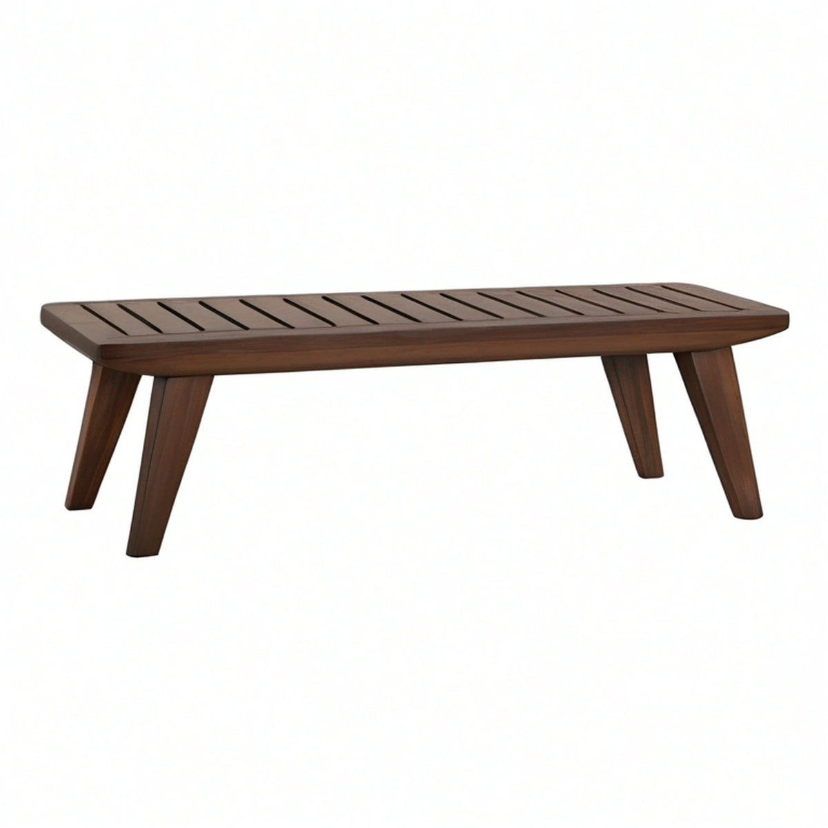 Banc de jardin 120 x 40 x 45 cm en bois brun à lattes style contemporain