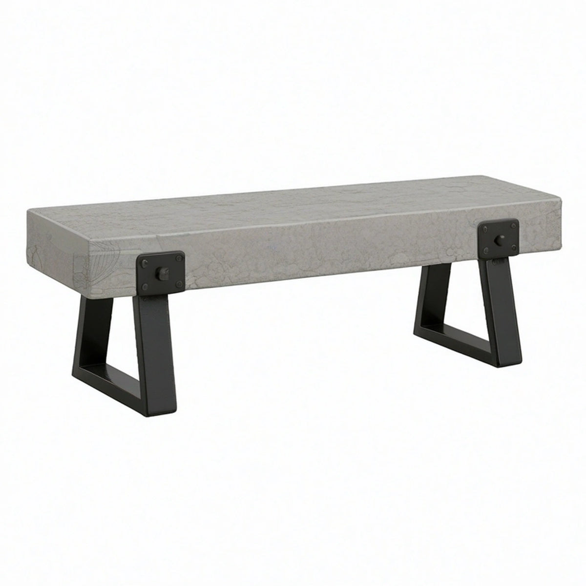 Banc 120 x 40 x 45 cm effet béton gris avec pieds en métal noir style industriel