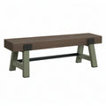 Banc 120 x 35 x 45 cm en bois brun et métal vert kaki style industriel