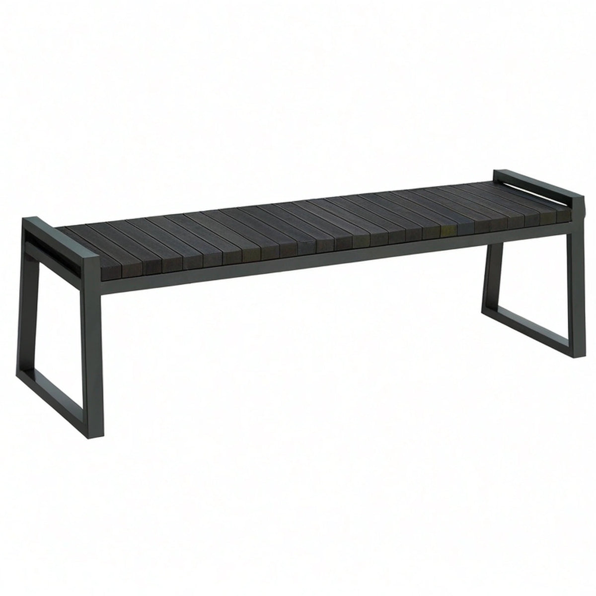 Banc de jardin 150 x 40 x 45 cm en bois et métal noir style industriel
